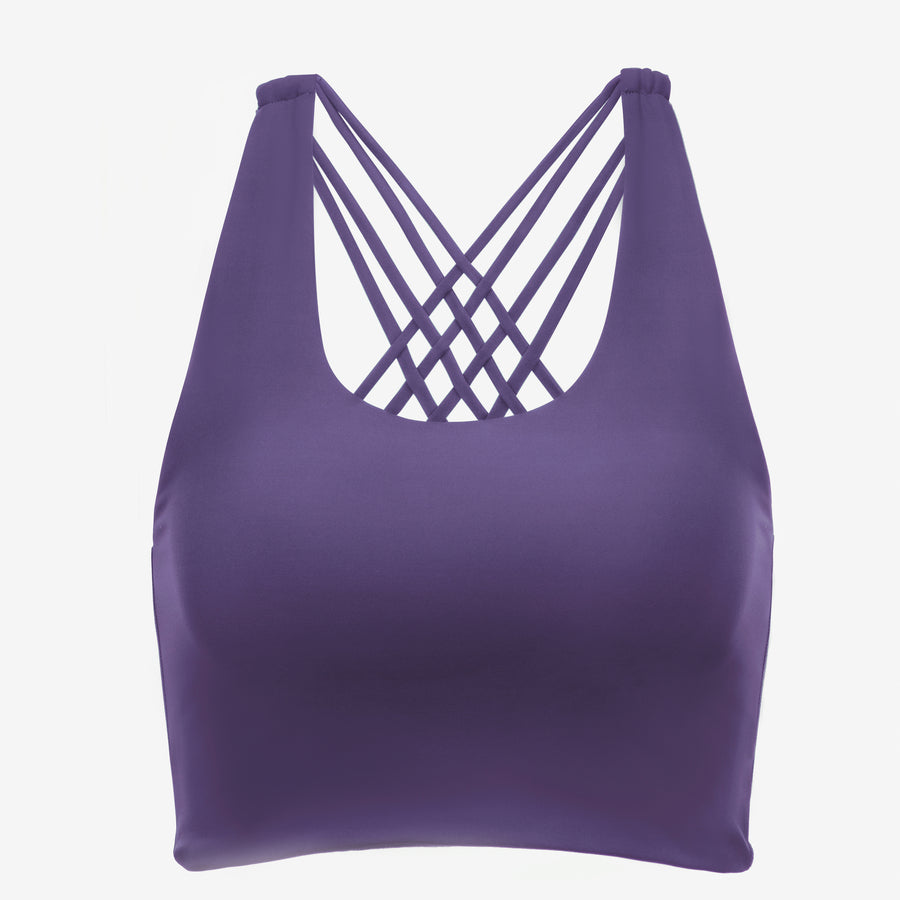 Women's Plain Low Cut Neck Lilac Purple Sports Bras S (4