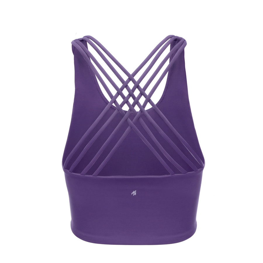 Women Longline Strappy Back Sports Bra Prism Purple