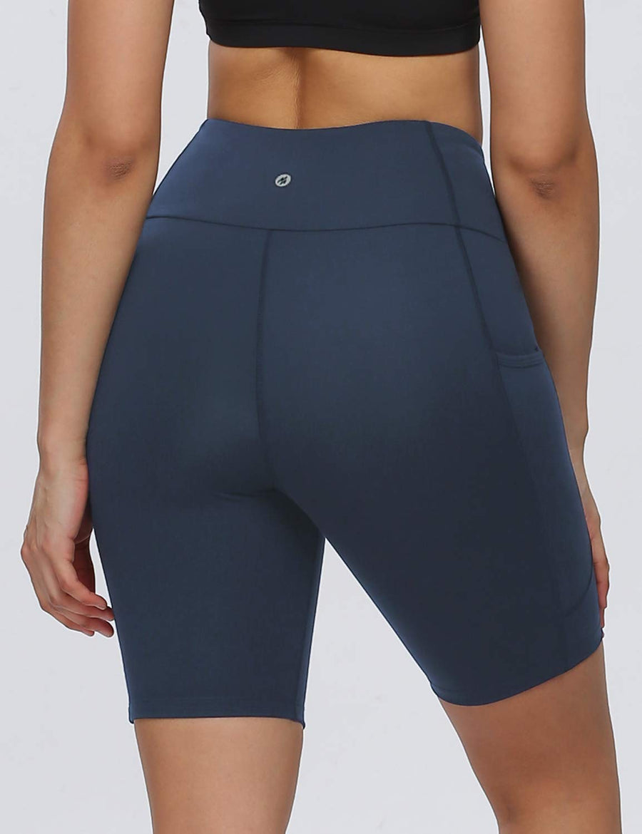 GetUSCart- BALEAF Women's 8 Buttery Soft Biker Yoga Shorts High Waisted  Workout Compression Pocketed Shorts Blue Size M