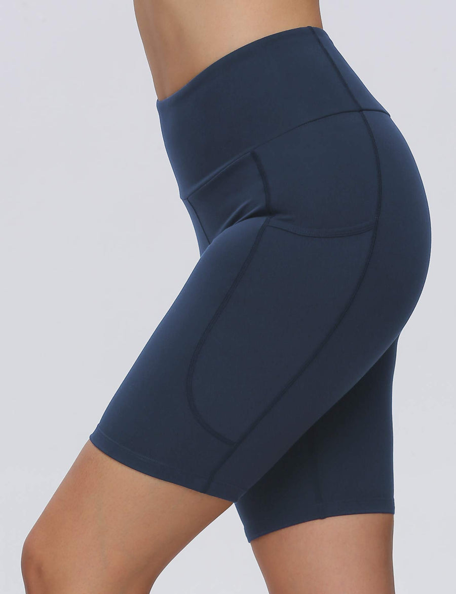 GetUSCart- BALEAF Women's 8 Buttery Soft Biker Yoga Shorts High Waisted  Workout Compression Pocketed Shorts Blue Size M